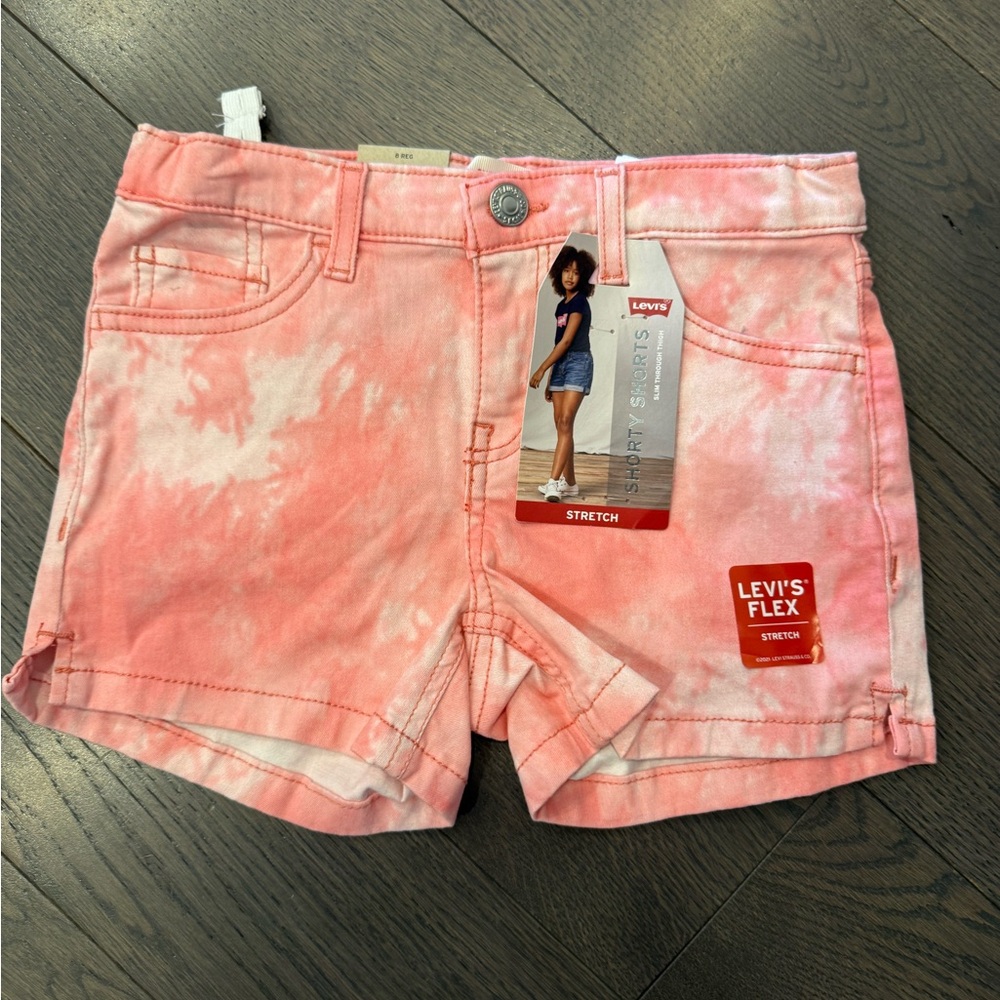 Levi's Girls Pink Tie-Dye Stretch Shorty Shorts